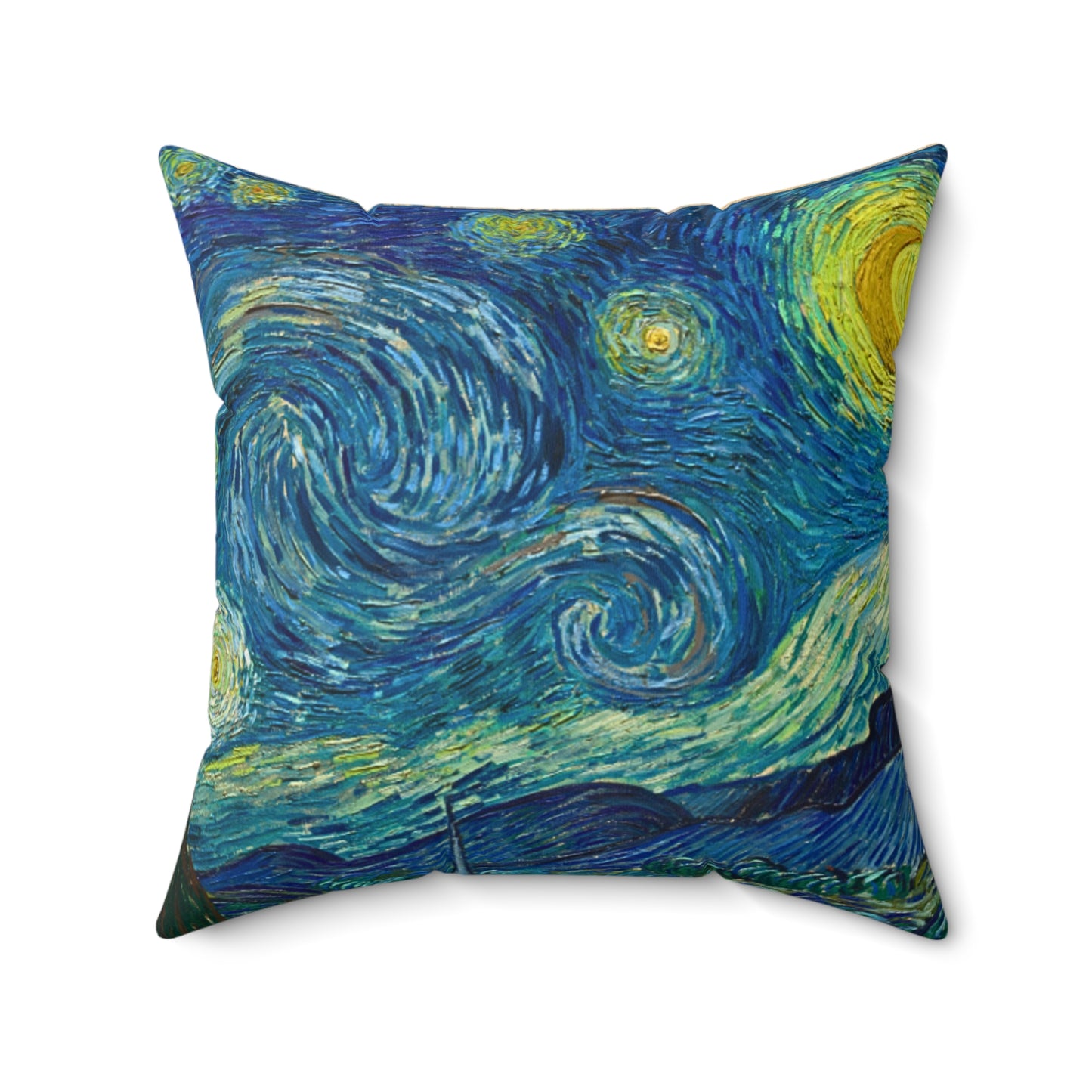 Starry Night Art Faux Suede Throw Pillow - Vibrant Floral Home Decor