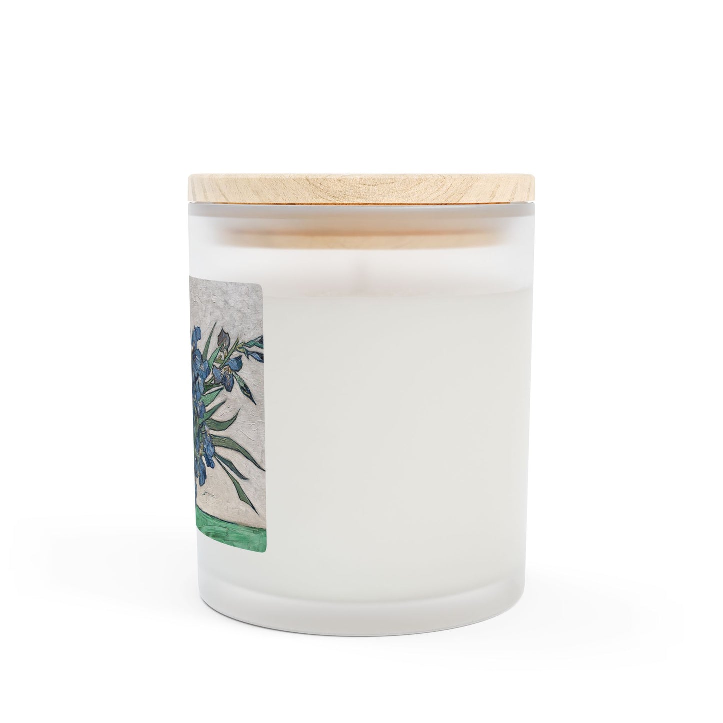 Artistic Floral Scented Candle – 11oz Frosted Glass with Wood Lid