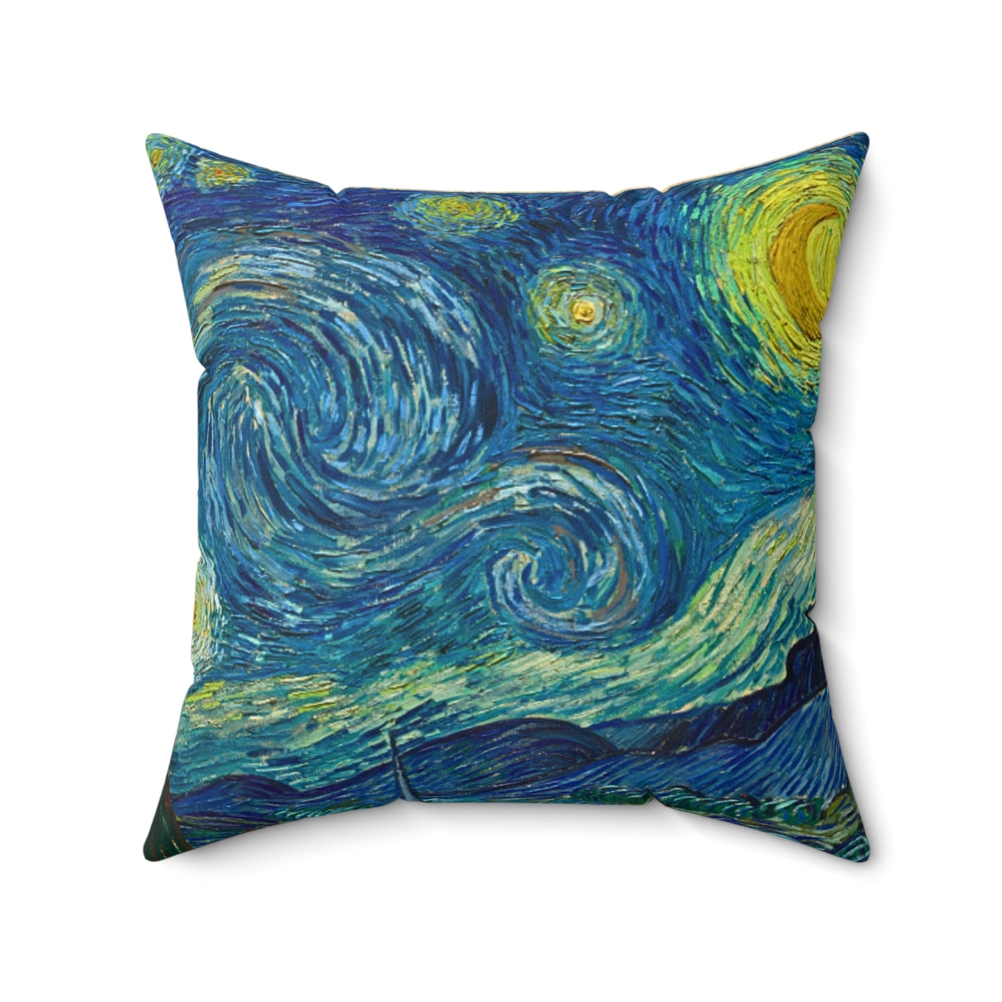 Starry Night Art Faux Suede Throw Pillow - Vibrant Floral Home Decor