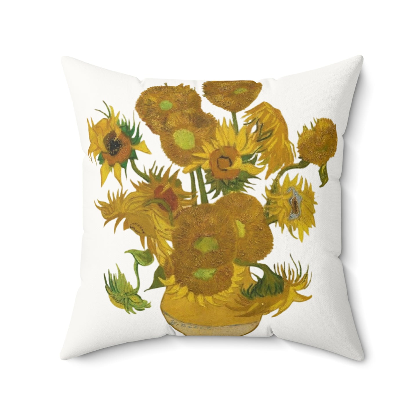 Sunflowers White Suede Throw Pillow