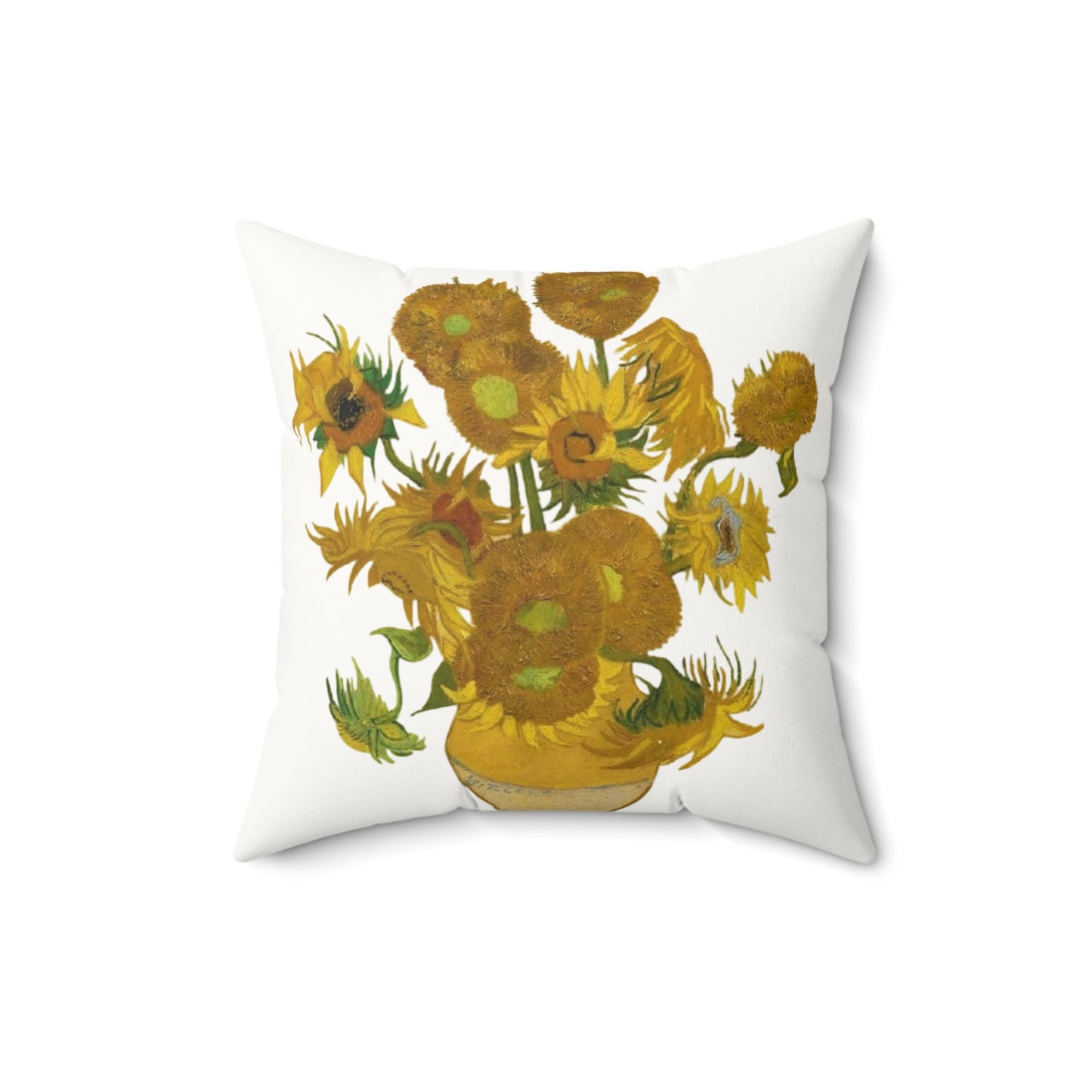 Sunflowers White Suede Throw Pillow