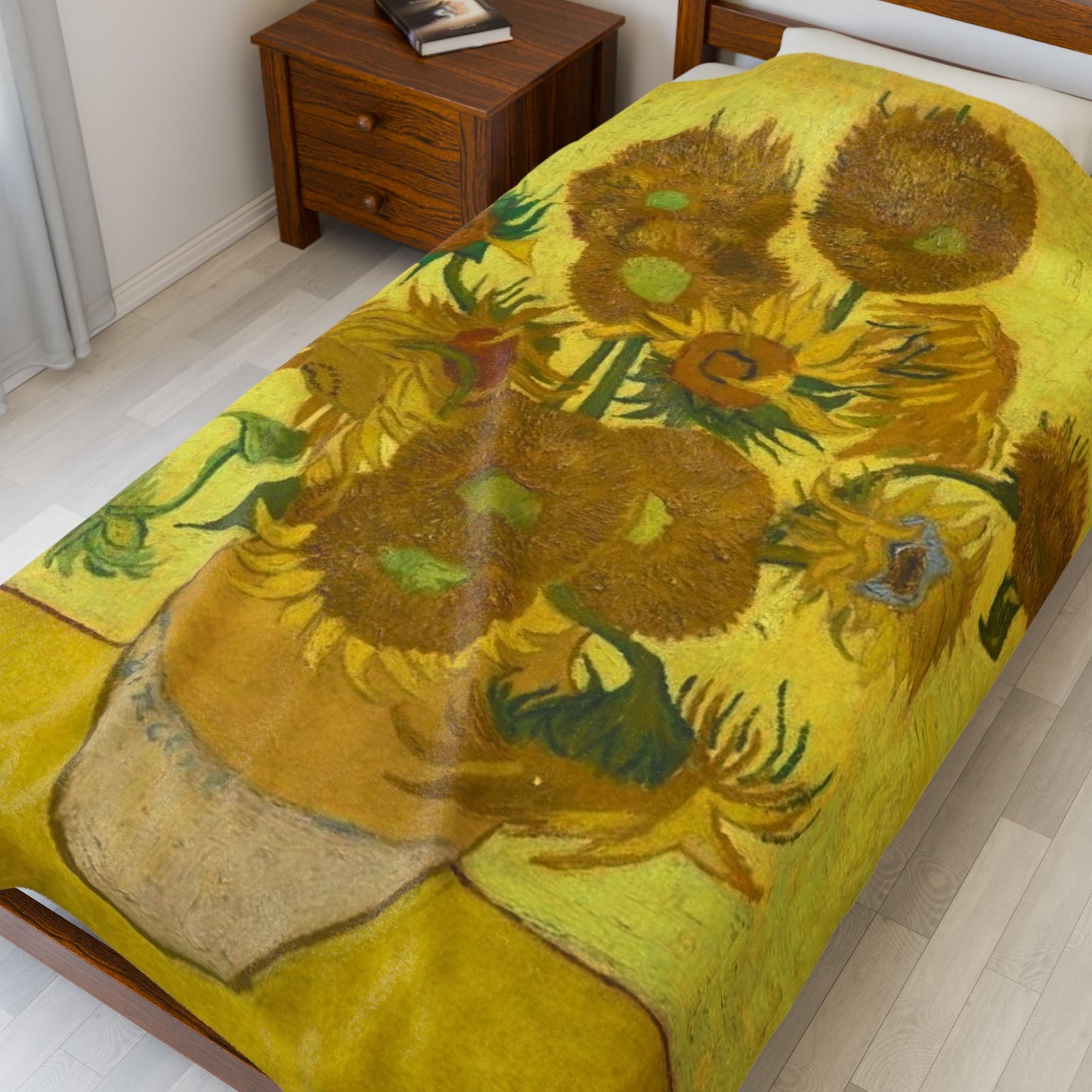 Sunflower Art Velveteen Plush Blanket - Cozy Decorative Throw for Home