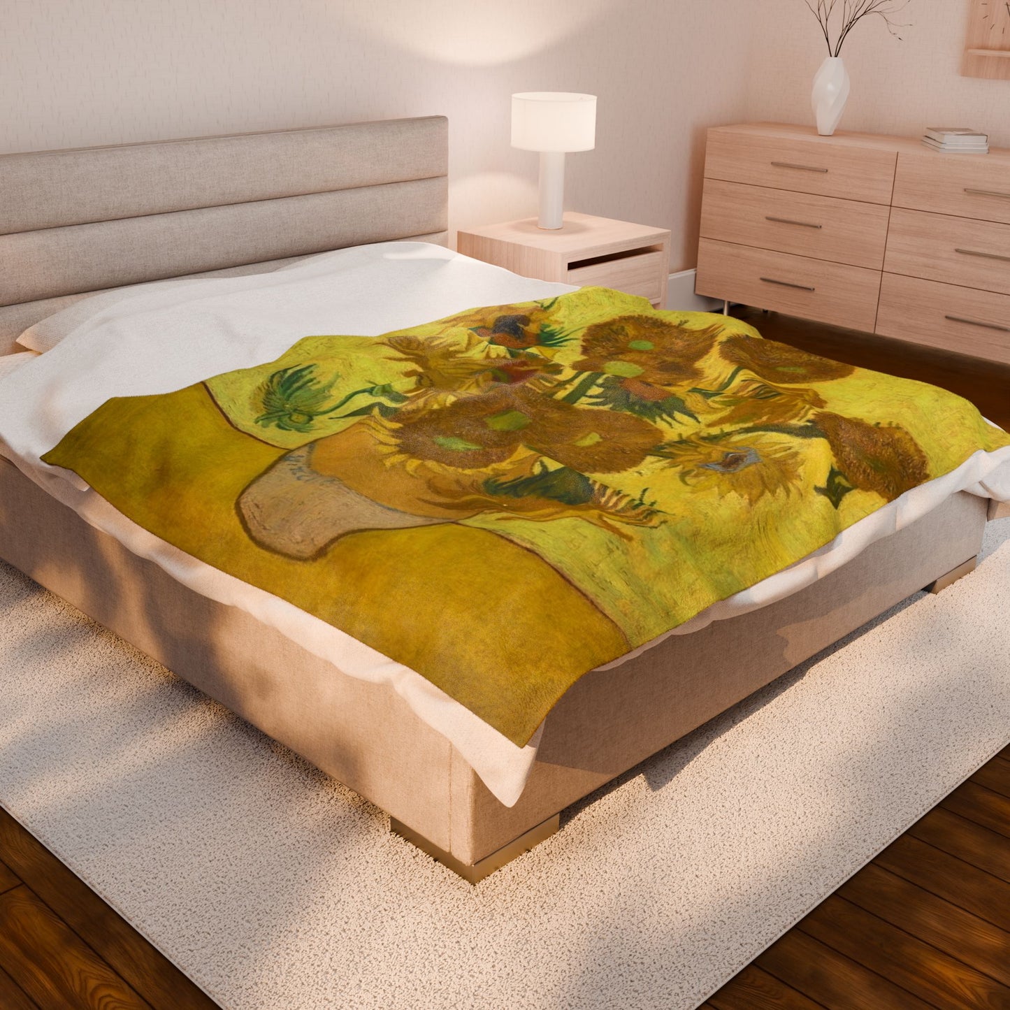Sunflower Art Velveteen Plush Blanket - Cozy Decorative Throw for Home