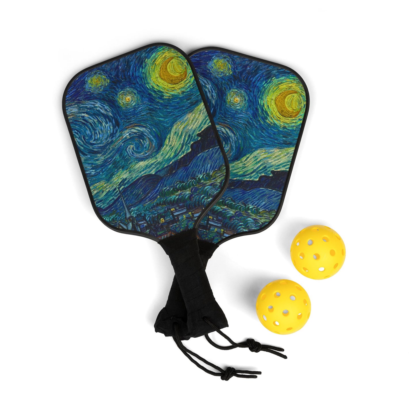 Vincent Van Gogh Inspired Pickleball Paddle Set with Balls - Sports Collection