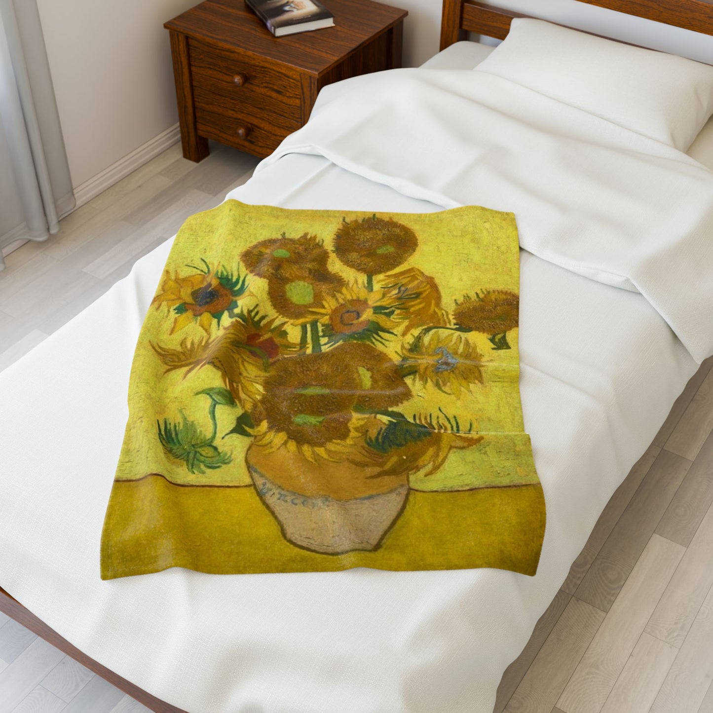 Sunflower Art Velveteen Plush Blanket - Cozy Decorative Throw for Home