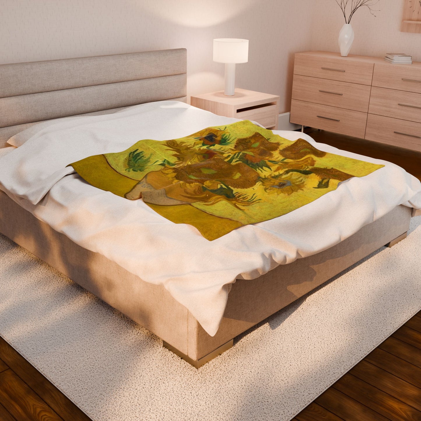 Sunflower Art Velveteen Plush Blanket - Cozy Decorative Throw for Home