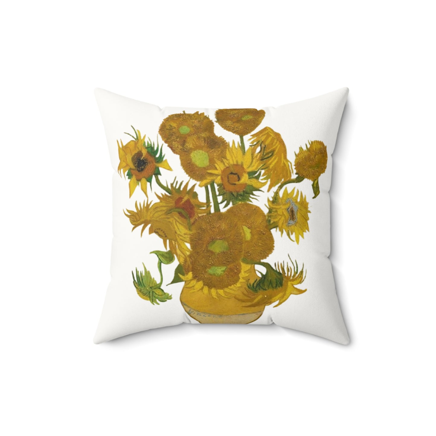 Sunflowers White Suede Throw Pillow