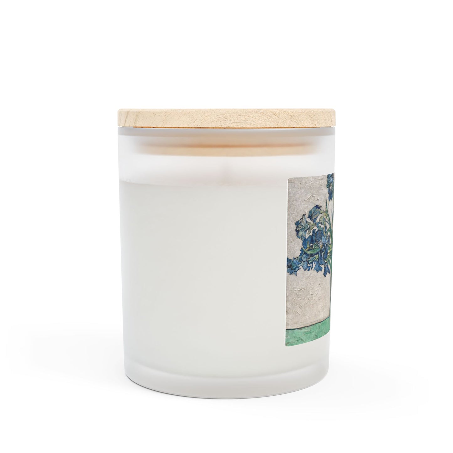 Artistic Floral Scented Candle – 11oz Frosted Glass with Wood Lid