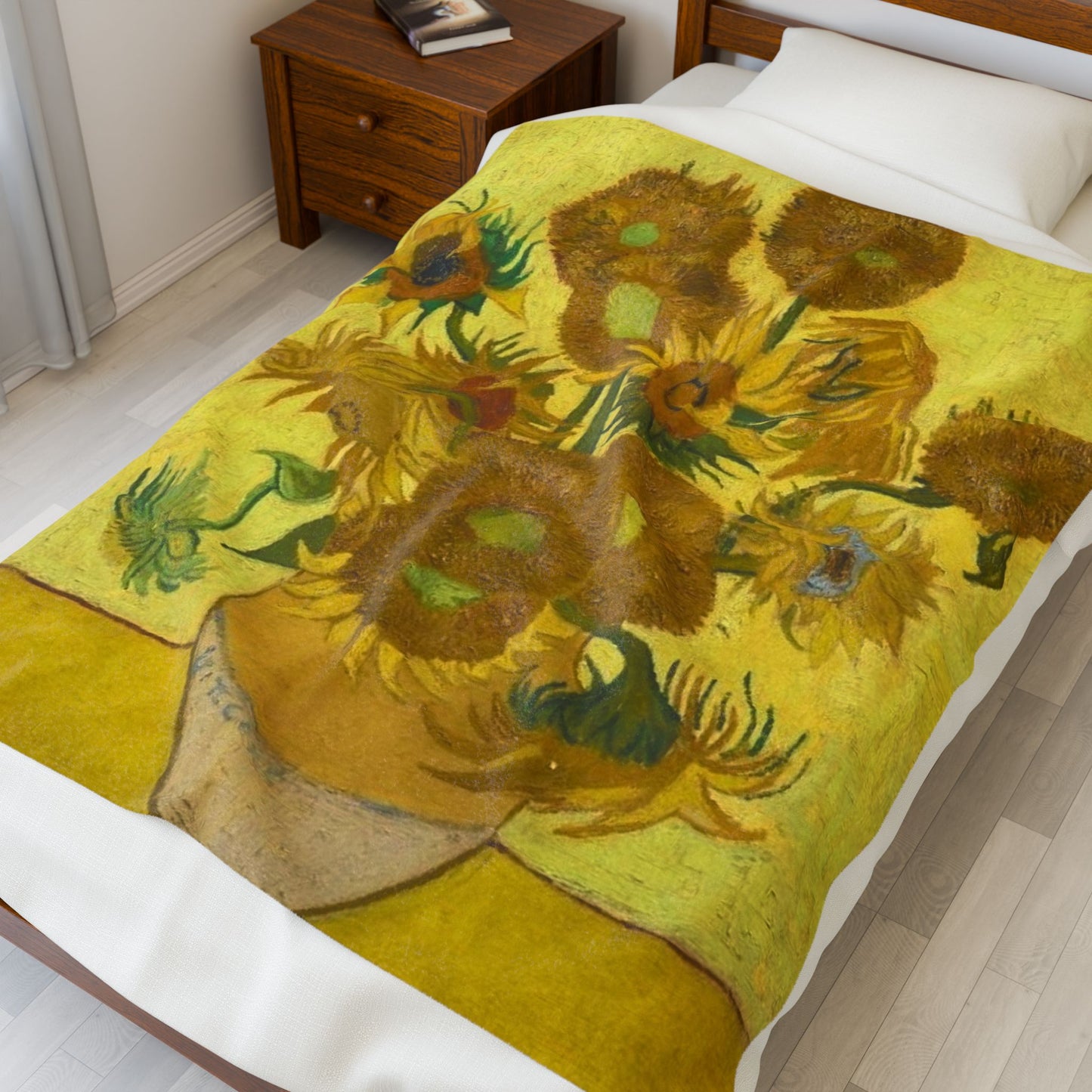 Sunflower Art Velveteen Plush Blanket - Cozy Decorative Throw for Home