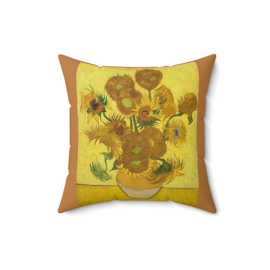 Sunflower Art Faux Suede Throw Pillow - Vibrant Floral Home Decor