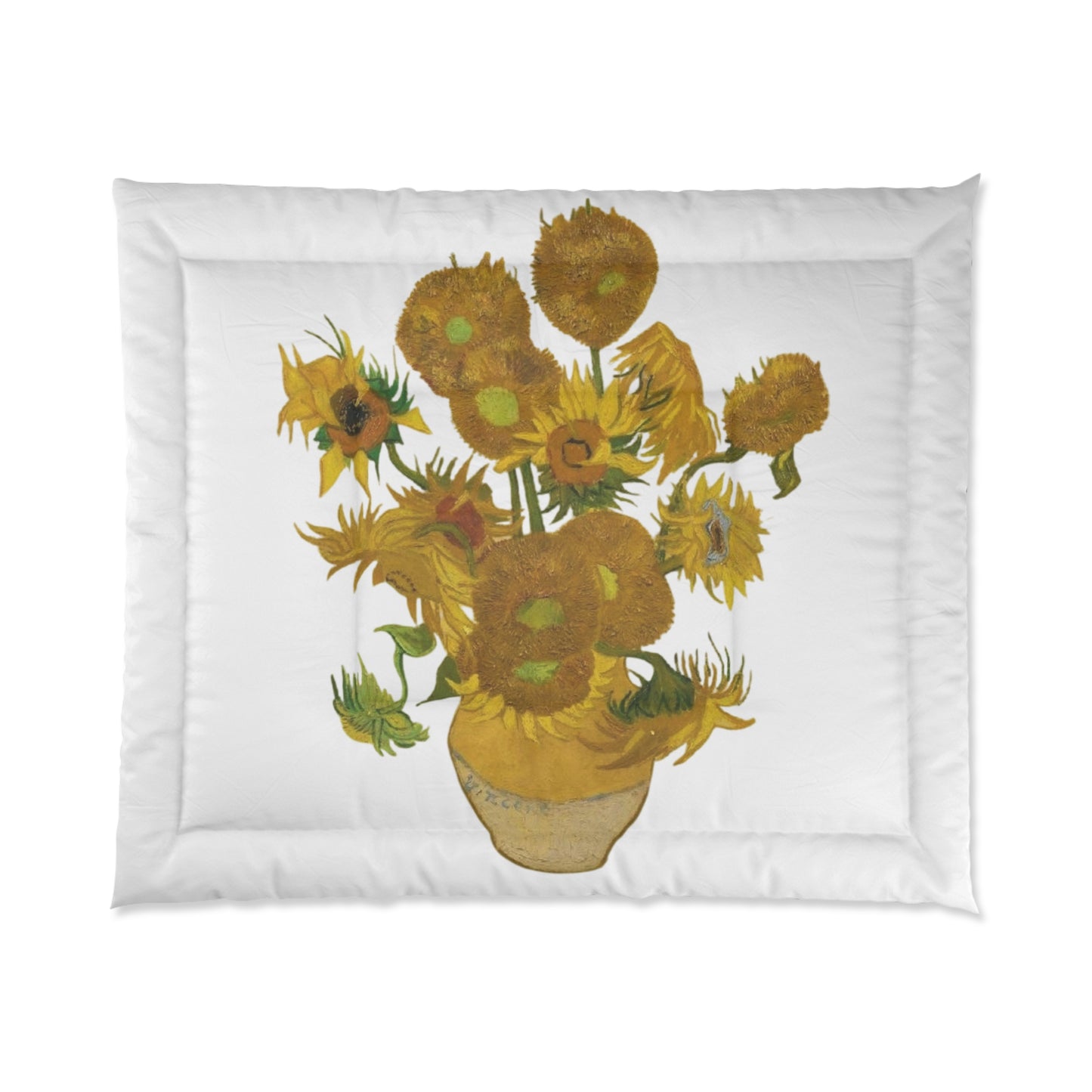 Sunflowers White Comforter - Cozy Artistic Bedding for Home Decor