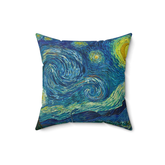 Starry Night Art Faux Suede Throw Pillow - Vibrant Floral Home Decor