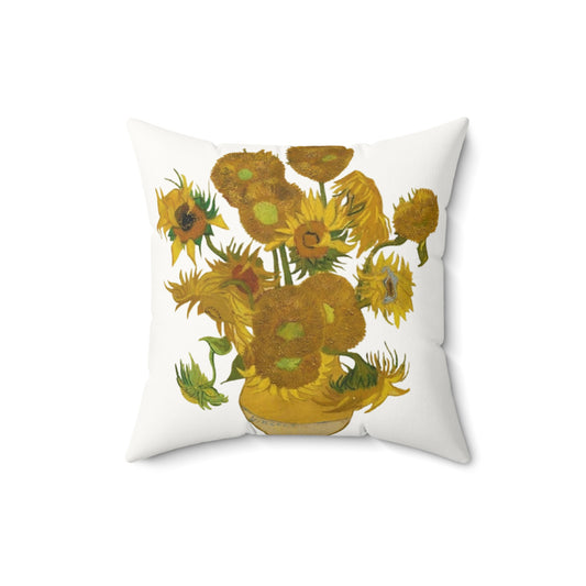 Sunflowers White  Suede Throw Pillow