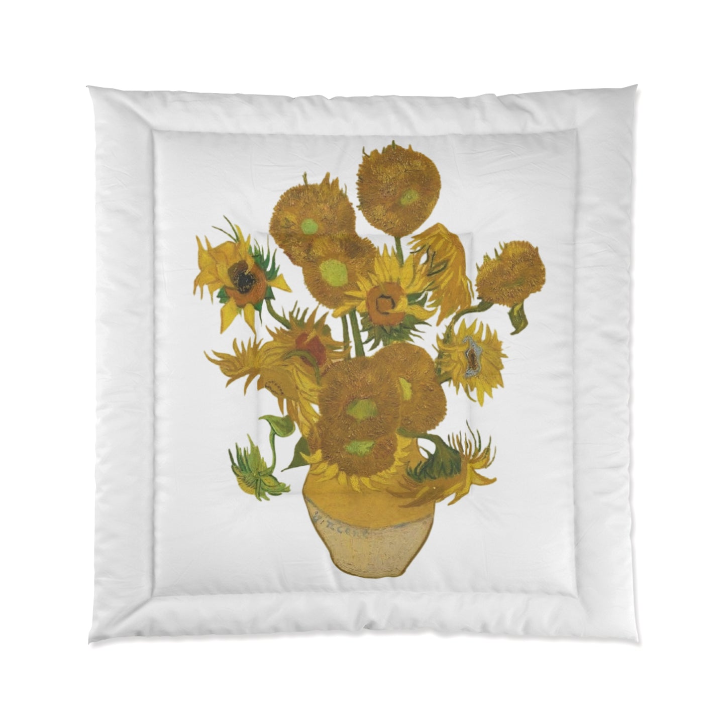 Sunflowers White Comforter - Cozy Artistic Bedding for Home Decor