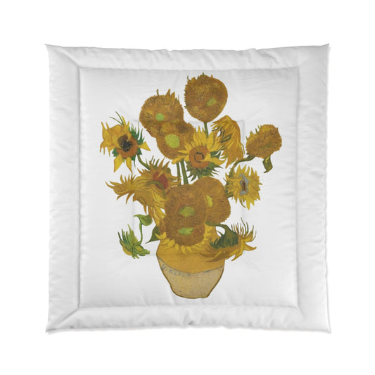 Sunflowers White Comforter - Cozy Artistic Bedding for Home Decor