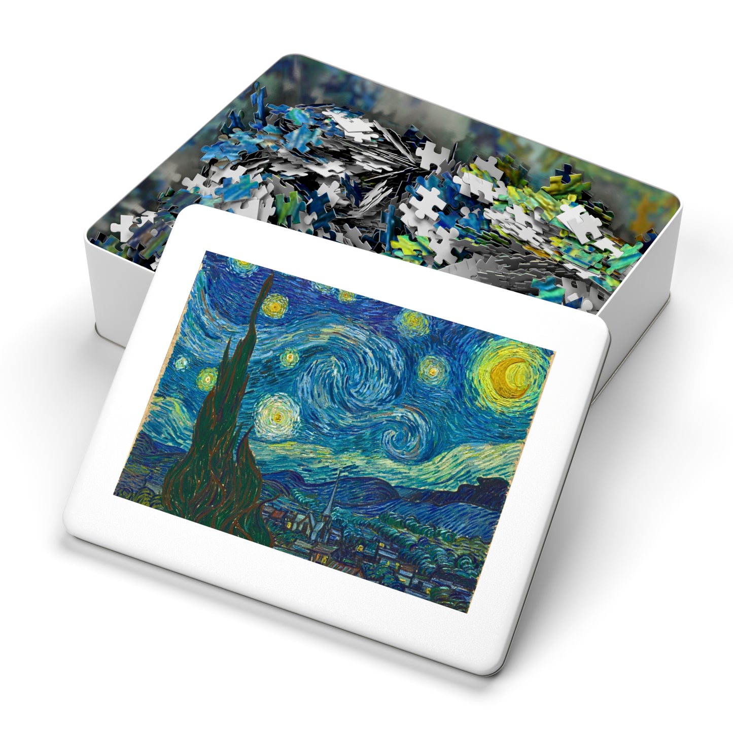 Van Gogh Starry Night Jigsaw Puzzle with Tin